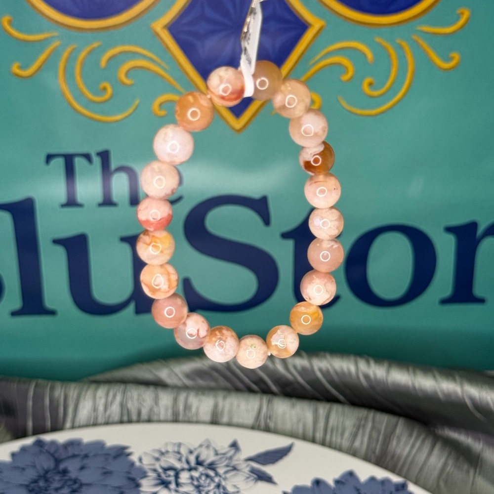 Flower Agate Stone Beaded Bracelet